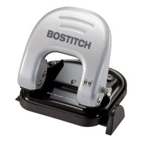 Bostitch EZ Squeeze Two‑Hole Punch 20‑Sheet Capacity Reduced Effort Black Silver
